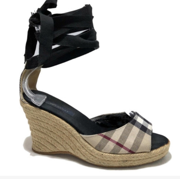 Burberry Shoes - BURBERRY PLAID WEDGE SANDALS